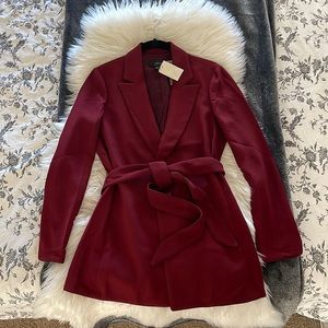 🎀 J. Crew burgundy wrap blazer jacket tie waist